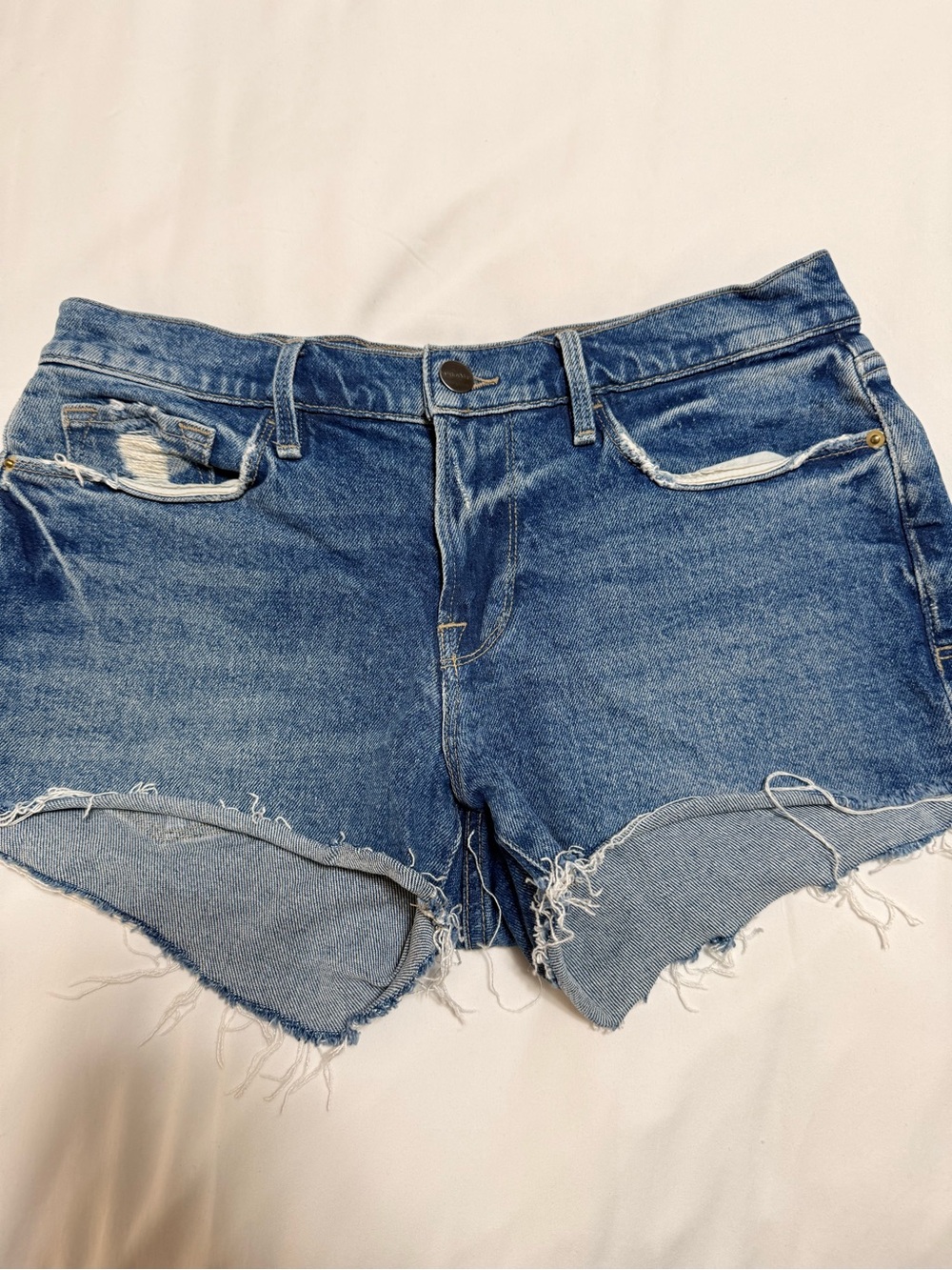 Frame Denim Blue Distressed Cutoff Shorts